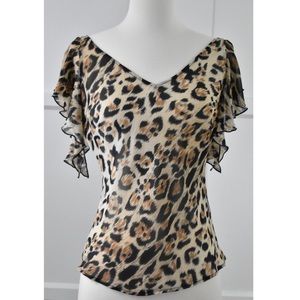THE LIMITED Animal Print Sheer Blouse Size Small